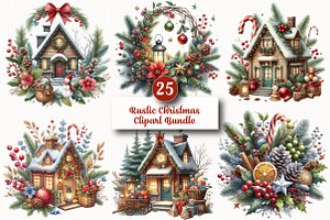 Rustic Christmas Clipart Bundle