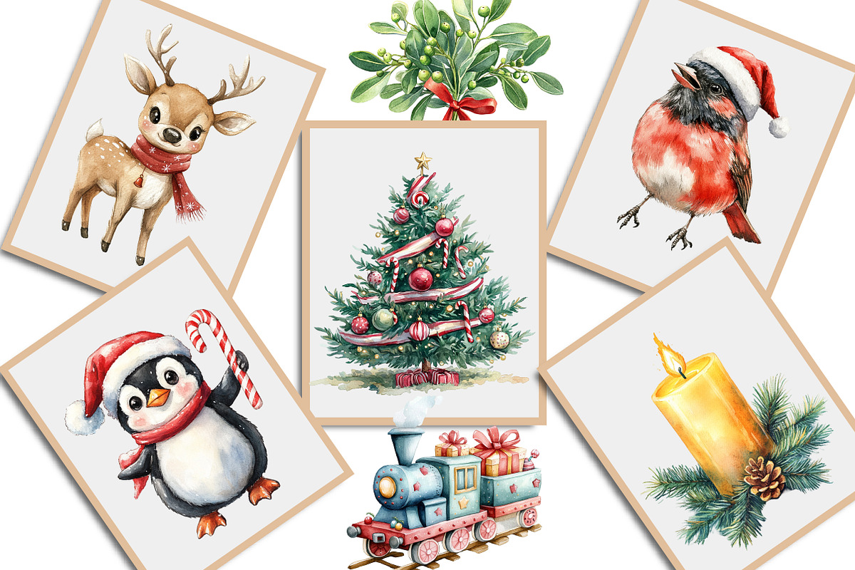 Watercolor Whimsical Christmas PNG, an Illustration by Creative Art (Photo 3 of 10)