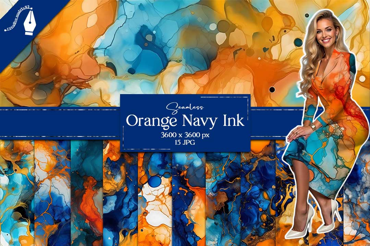 Blue Orange Alcohol Ink Textures, a Texture Graphic by Creative Matrix82 (Photo 1 of 6)