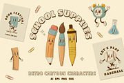 Retro Cartoon School Characters, an Education Illustration by Nadezhda Mikhailova (Thumbnail 1 of 9)