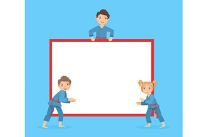 Cute Children Wearing Blue Kimono, an Object Illustration by TopVectors