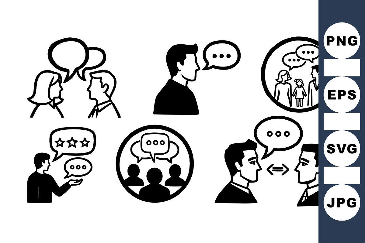 Communication Chat Icon Set, an Illustration by designvectx (Photo 1 of 3)