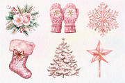 Pink Rose Gold Christmas Clipart, an Illustration by Dream Creation (Thumbnail 2 of 7)
