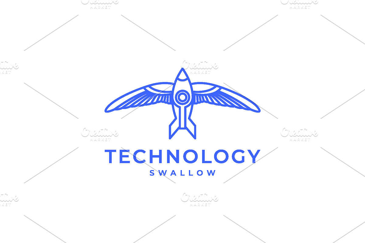 swallow bird technology rocket logo, a Branding & Logo Template by devastd