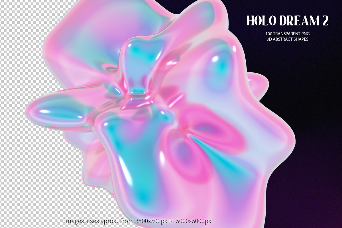 Holo Iridescence 3D Shapes graphics, a Graphic by LarysaZabrotskaya (Photo 3 of 10)
