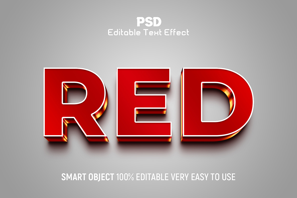 Red 3D Editable Text Effect style, a Layer Style Add-On by Design Fly