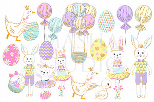 HAPPY EASTER BUNNIES Clipart