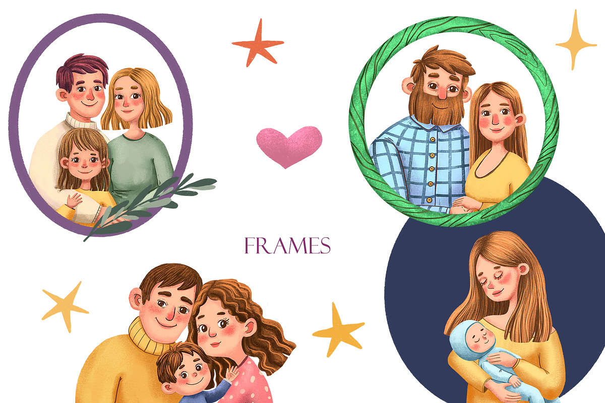 Family Portraits - Clipart Set, a Decorative Illustration by Mashamashastu (Photo 4 of 12)