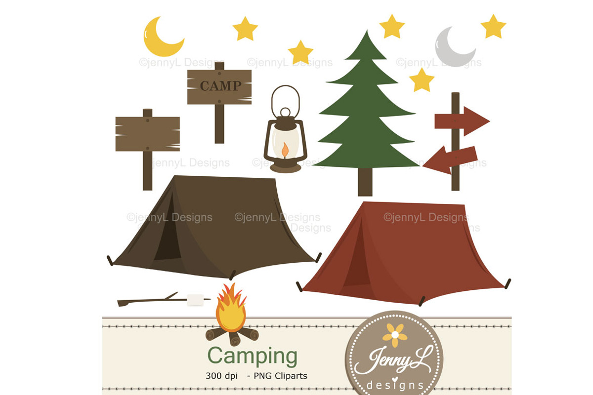 Camping Digital Papers & Clipart, a Pattern Graphic by JennyL Designs (Photo 2 of 5)
