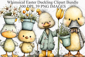 Whimsical Easter Duckling Clipart, an Illustration by Canvas Craft