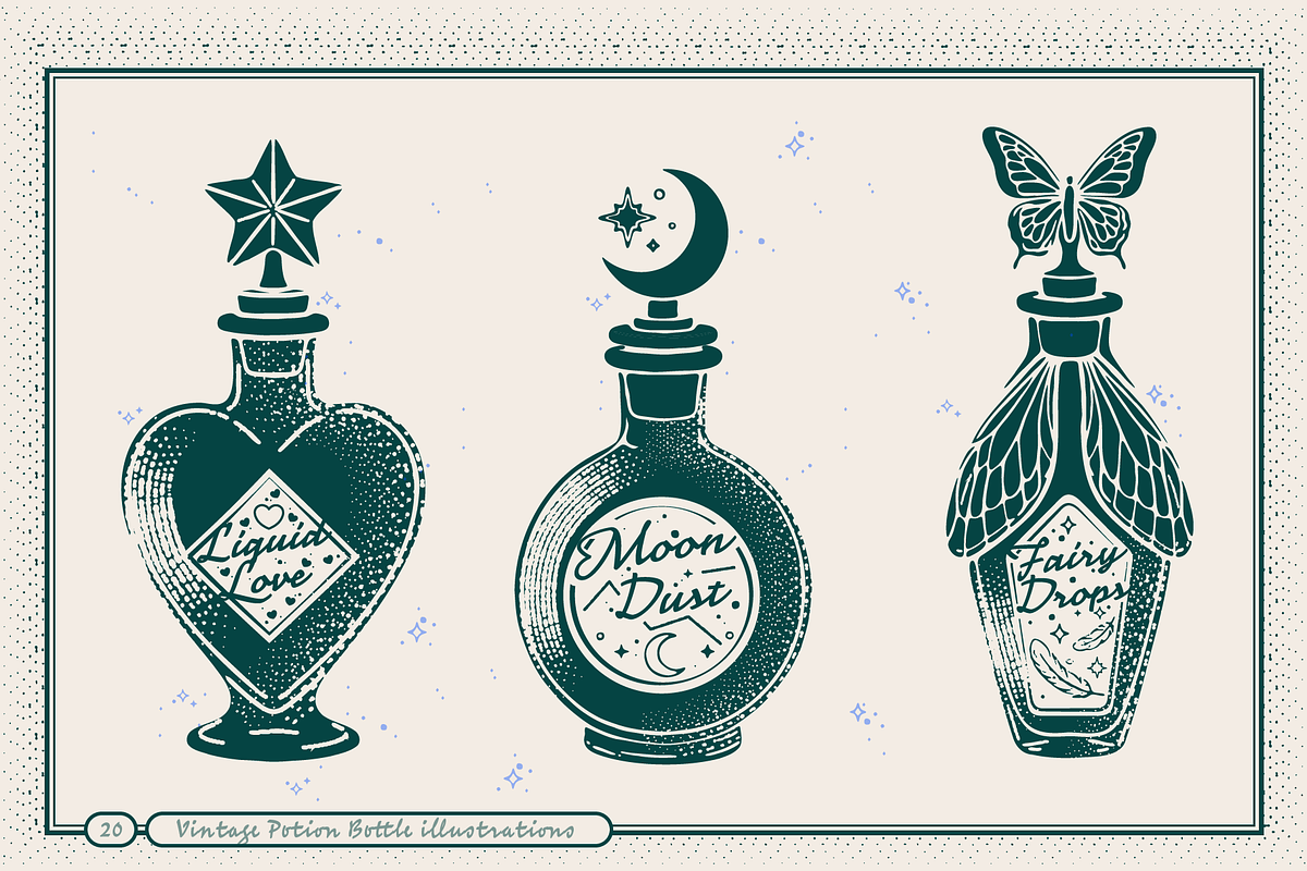 Vintage Potion Bottle Illustrations, an Object Illustration by TheFoodAtlas (Photo 2 of 8)