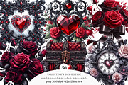 Gothic Valentine Clipart Set, an Illustration by SinaCreation (Thumbnail 1 of 11)