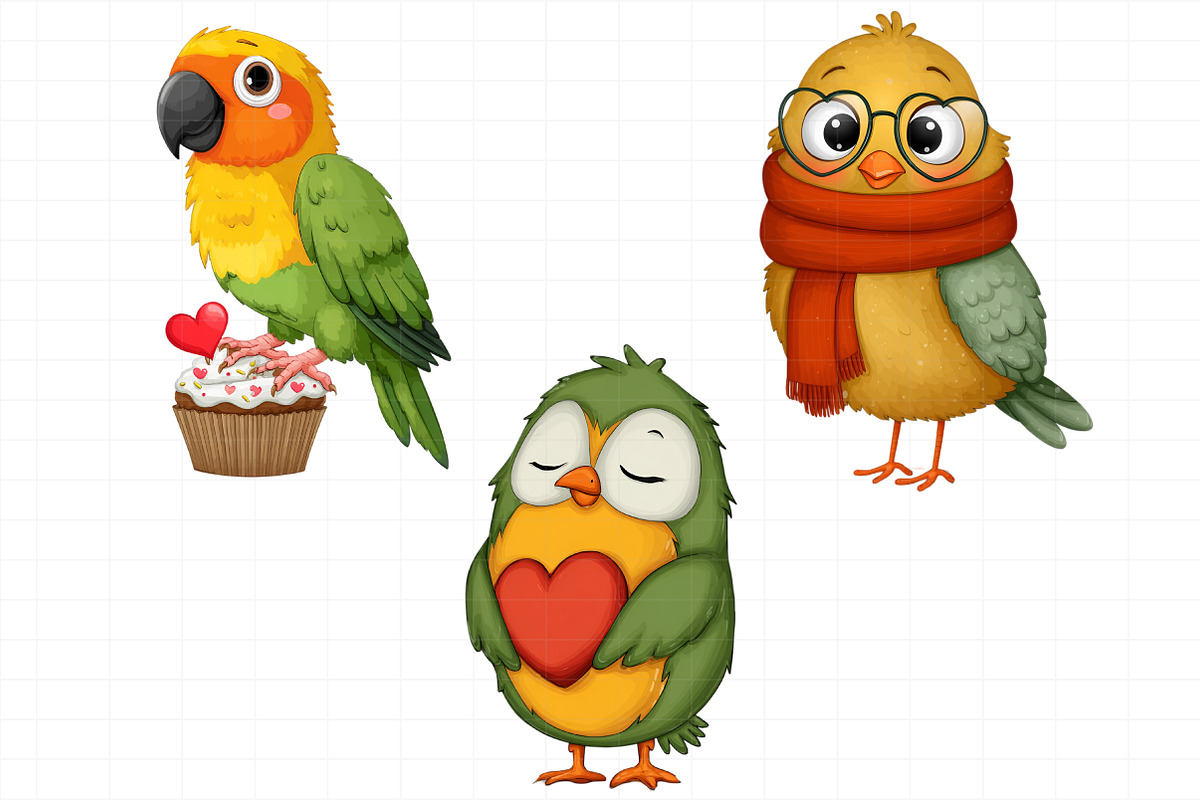 Whimsical Valentine Vogel Clipart, an Illustration by Daily.Designs (Photo 5 of 8)