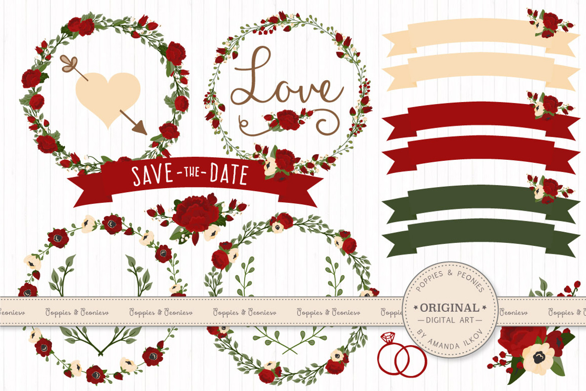 Christmas Floral Clipart & Vectors, an Illustration by Amanda Ilkov (Photo 1 of 5)