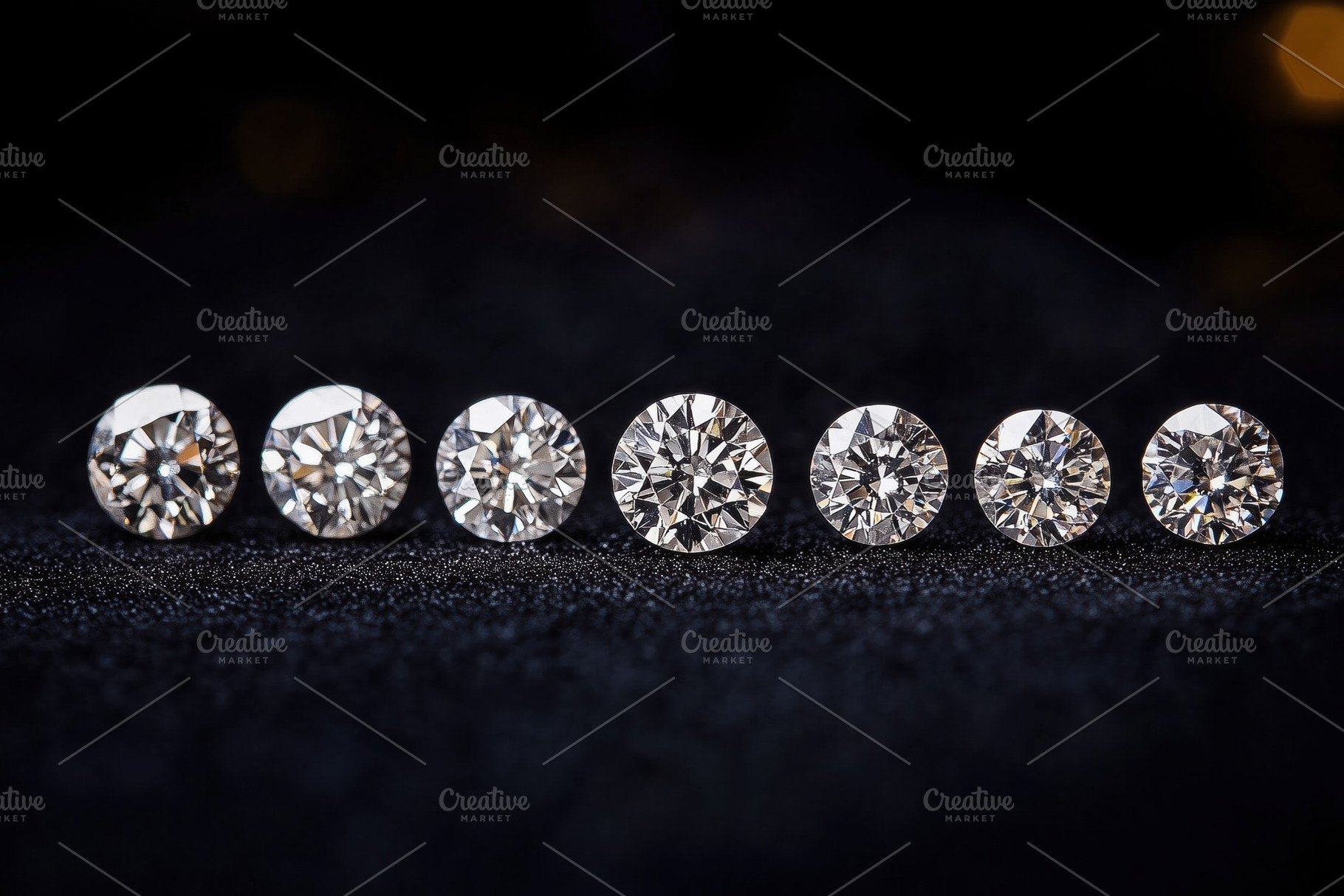 A row of sparkling diamonds of various sizes displayed on a dark background, sh, an Arts & Entertainment Photo by Textures & Backgrounds