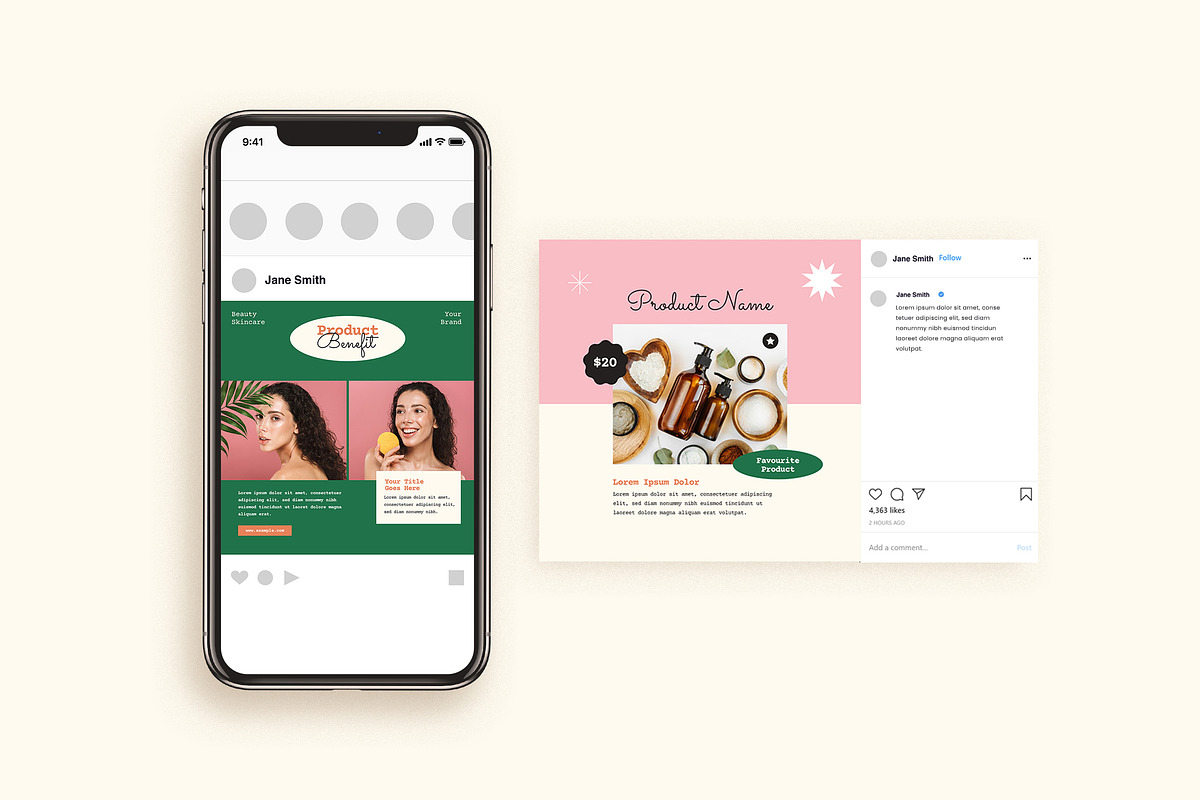 Beauty Instagram Templates, a Social Media Template by Vynetta (Photo 4 of 7)