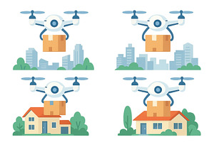 Delivery drones transport packages, a Transportation Illustration by ZinetroN