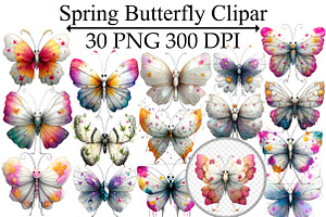 Spring Butterfly Clipar, an Illustration by Design Market