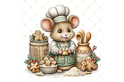 Christmas Mouse Baking Clipart JPG, a Seasonal Illustration by Memories By Lea (Thumbnail 11 of 17)