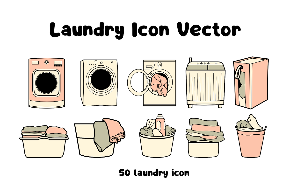 50 Laundry Object Vector, an Object Illustration by ikarifq shop (Photo 1 of 2)
