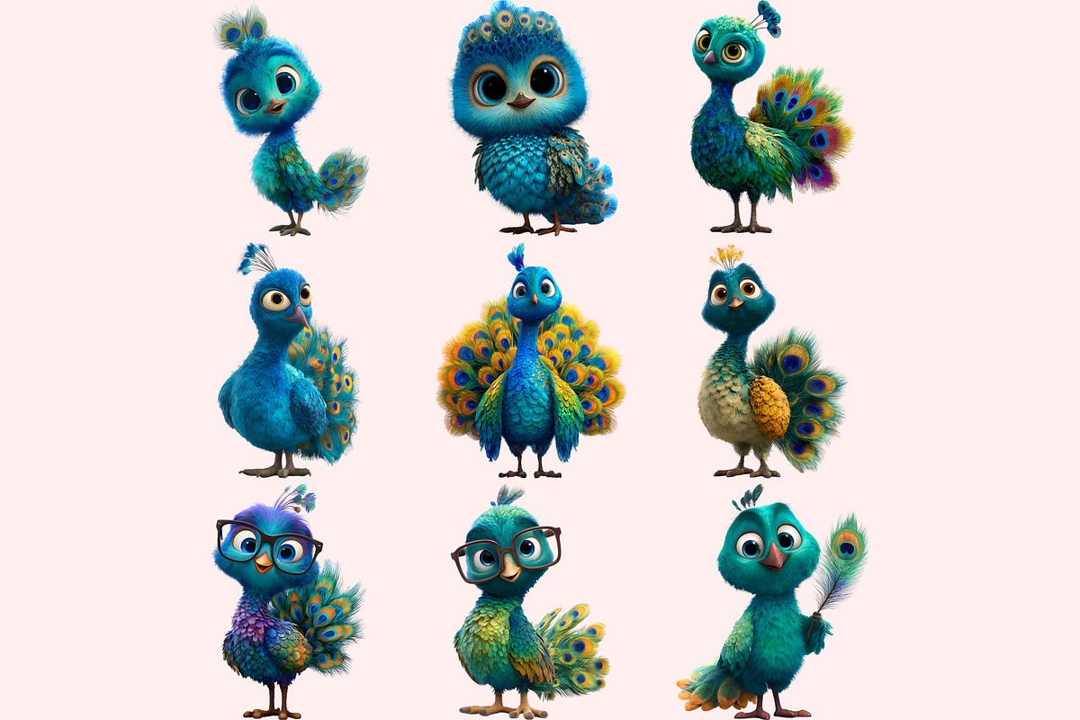 Peacock Clipart PNG Bundle, a Graphic by M9 Design (Photo 3 of 9)