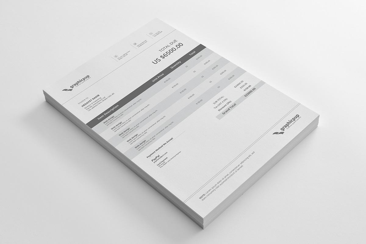 Invoice & Letterhead, a Stationery Template by Rongmistiry (Photo 6 of 9)