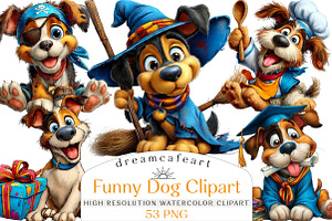 Funny Dog Clipart Bundle, an Illustration by DreamCafeArt