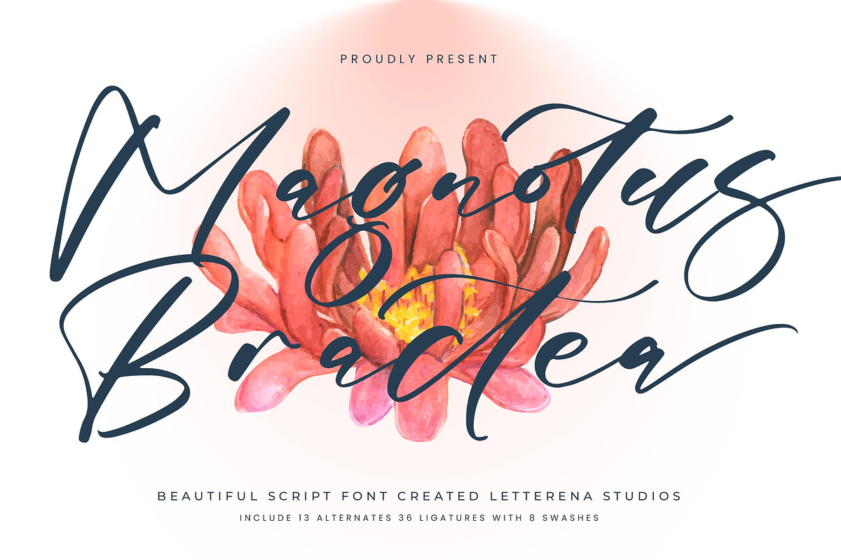 Magnotus Bractea Beautiful Script, a Script Font by Letterena Studios Script (Photo 1 of 15)