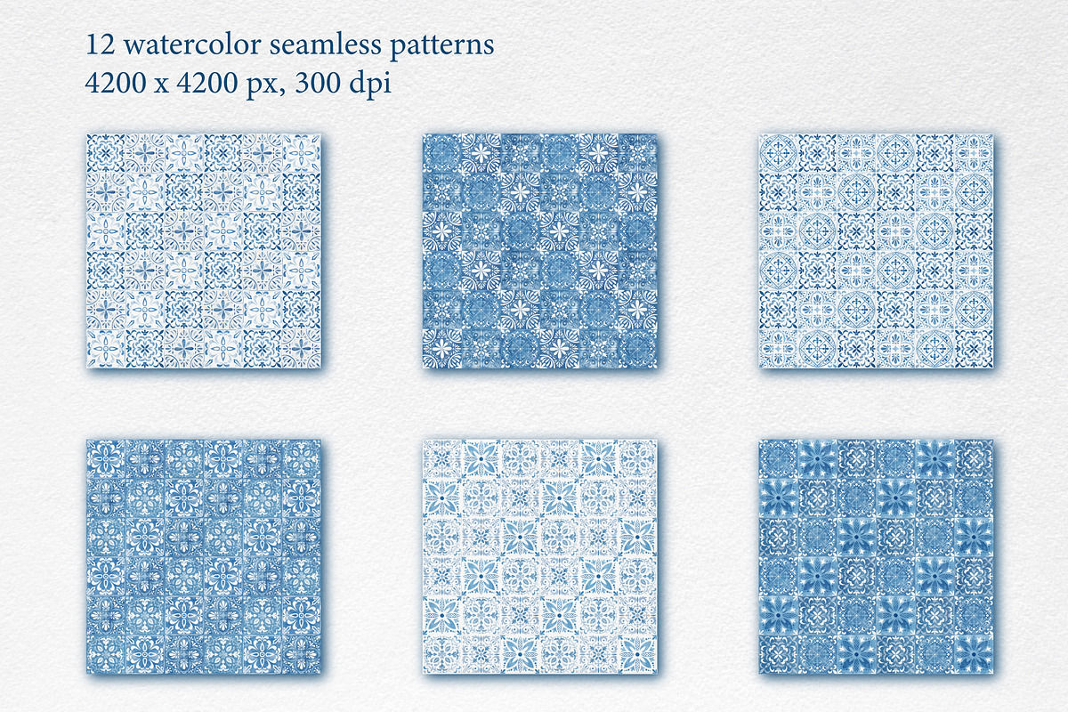 Watercolor Azulejos Collection, a Decorative Illustration by Decor Lines (Photo 12 of 13)