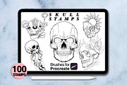 100 procreate skull stamps, a Brush Add-On by Arts For Peace (Thumbnail 9 of 10)