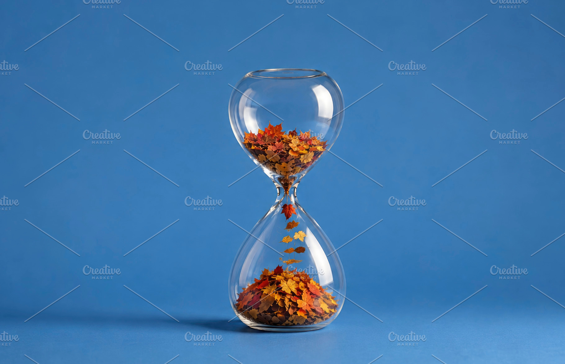 autumn leaves flowing through time, generative AI, a Photo by Nito