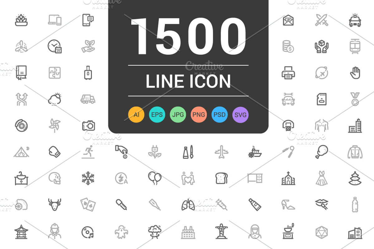 1500 Line Icons Pack, an Outline Icon by WORAKAMON Design Studio (Photo 1 of 18)