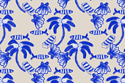 Blue white palms fishes, a Pattern Graphic by Nocito Design (Thumbnail 1 of 8)