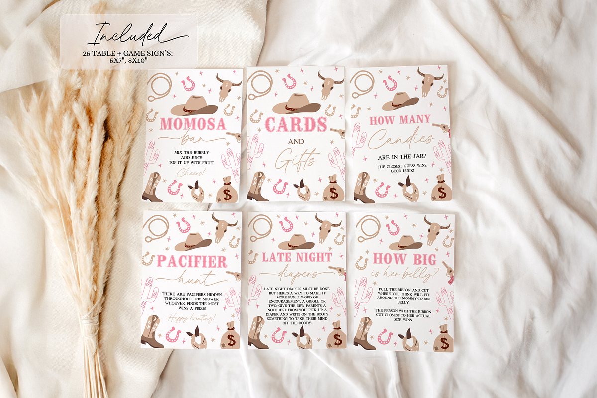 Cowgirl Baby Shower Activity Set, a Templates & Theme by VeliusCreativeStudio (Photo 3 of 5)