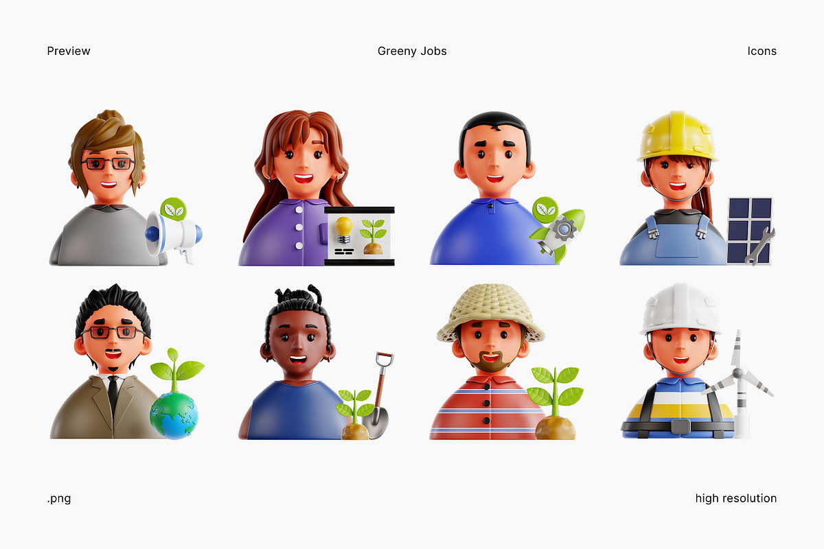 Green Jobs 3D Icon Set, a Characters & Person 3D Model by Eklip Studio (Photo 3 of 3)