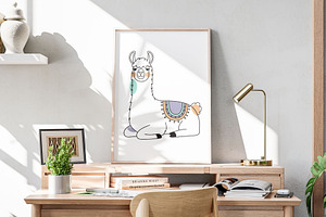Cute Pastel Sitting Llama Vector