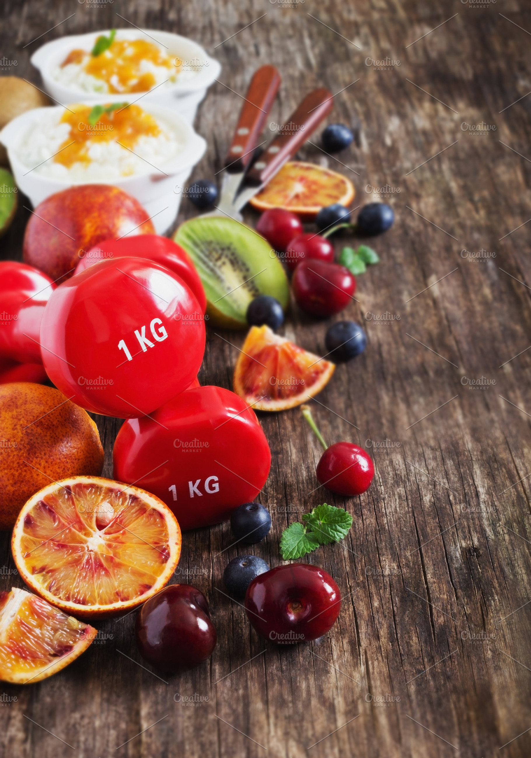 Sport and healthy eating stock photo containing diet and dumbbell, a Food & Drink Photo by Sweet Cherry Jam