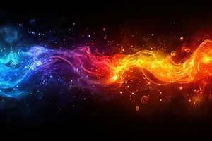 Vibrant abstract wave of colorful li, a Photo by Tanuart