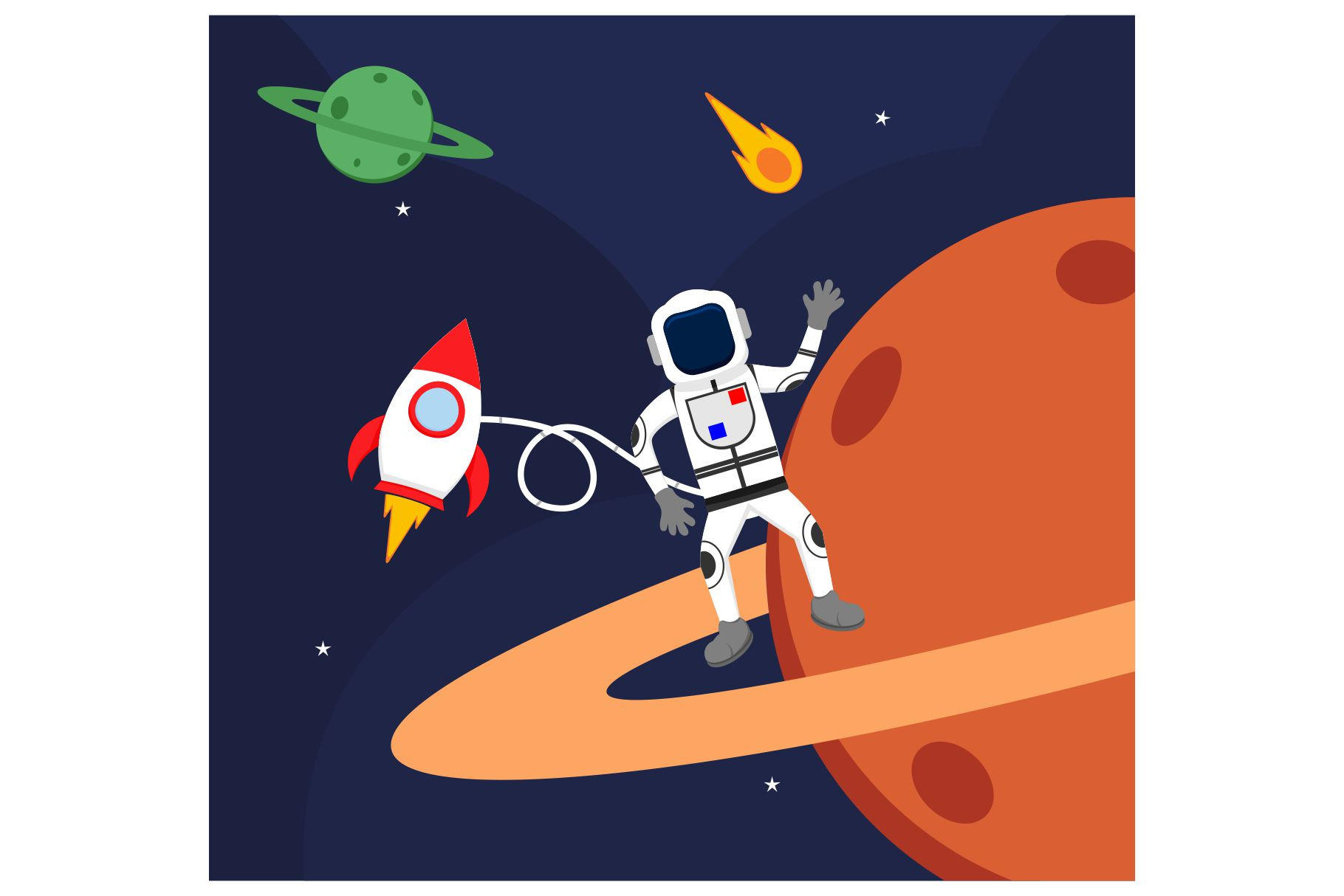 Astronaut Floating In Outer Space People Illustrations ~ Creative Market