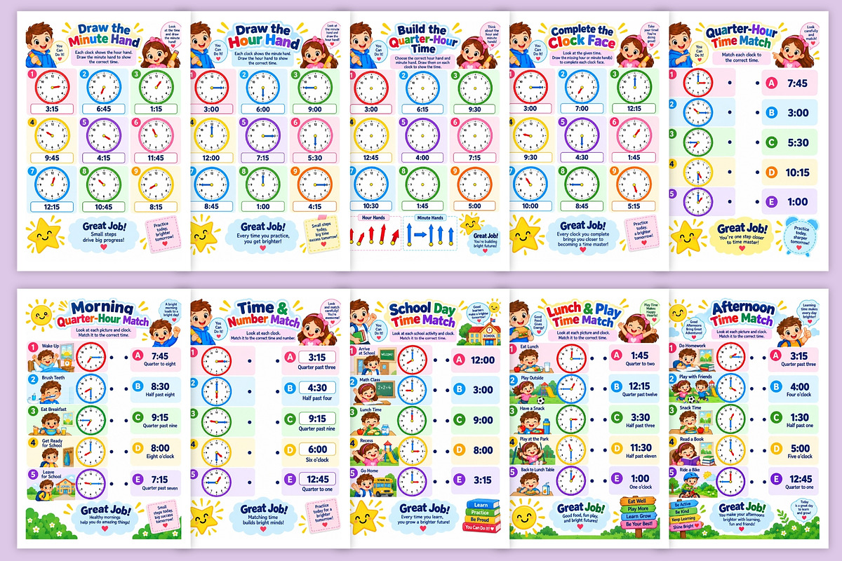 Clock Faces: Quarter Hours, a Stationery Template by Designmela01 (Photo 3 of 6)