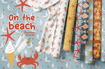 On the beach Summer pattern set
