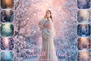 Snowfall Floral Portrait Backdrop