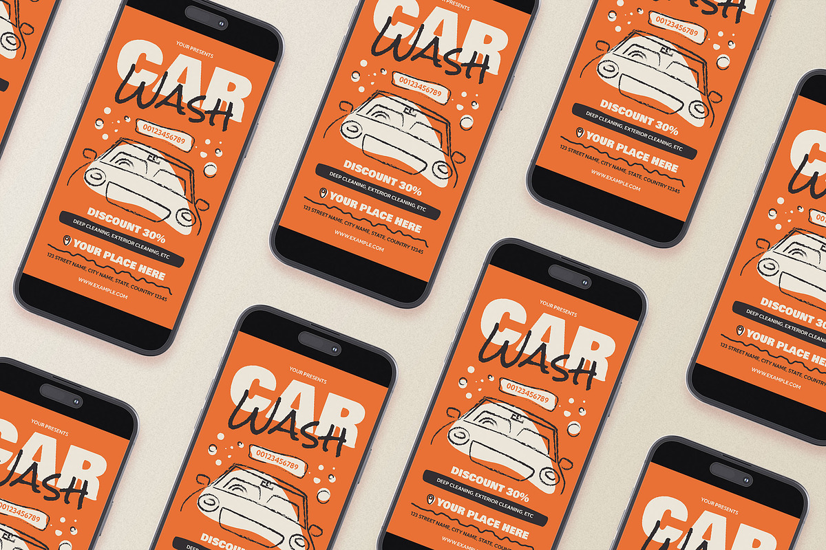Bold Hand Drawn Car Wash Flyer Set, a Flyer Template by Aiyari Graphic (Photo 2 of 3)