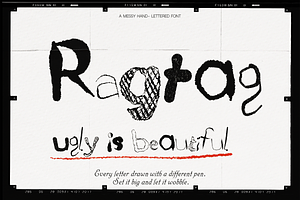 Ragtag - Messy Hand-Lettered Font, a Handwritten Font by Lilithcollageart