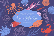 Hand-Drawn Marine Clipart & Patterns, a Decorative Illustration by CapriceMeDesigns (Thumbnail 1 of 21)