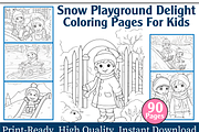 Snow Playground Delight Coloring, an Animal Illustration by maggiesar (Thumbnail 1 of 4)