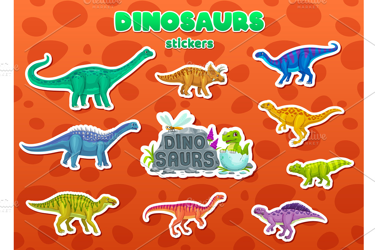 Prehistoric dinosaur and baby dino, an Animal Illustration by Vector Tradition