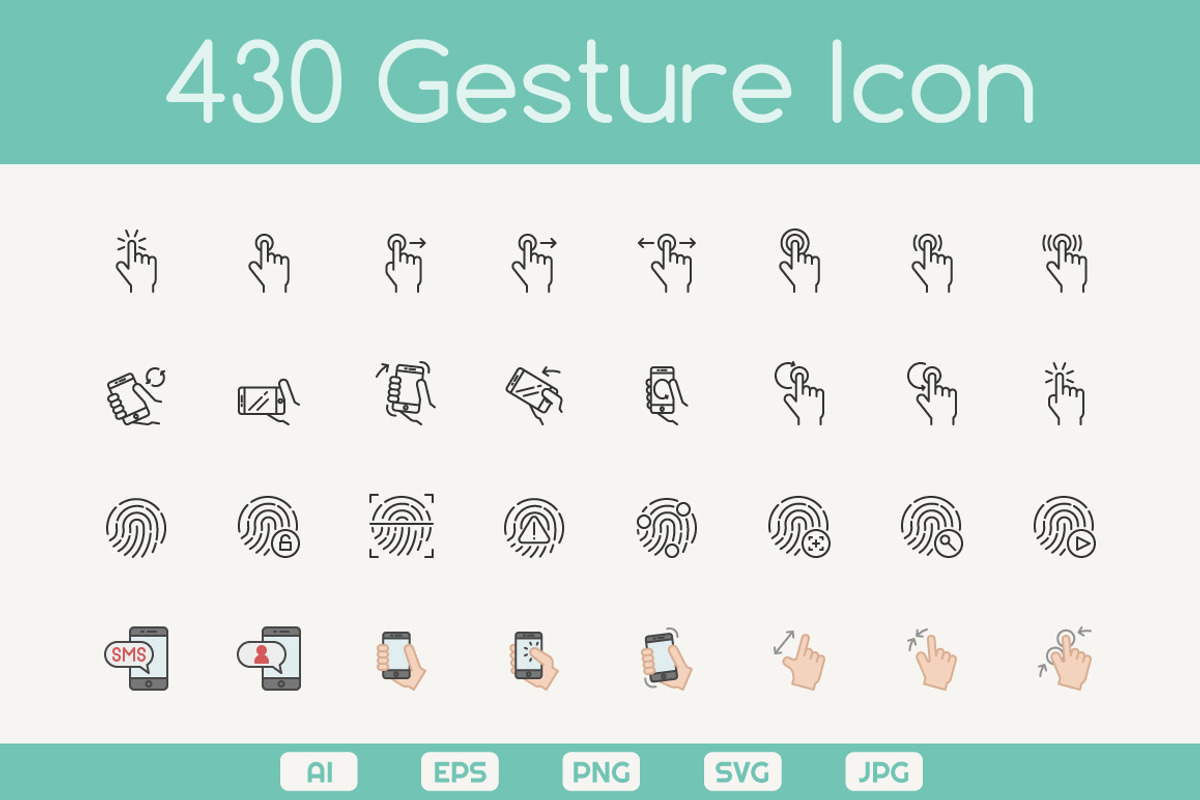 Hand Gesture Icons, an Outline Icon by eucalyp (Photo 1 of 3)