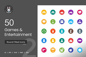 50 Games & Entertainment Flat Round, an Icon by IconBunny