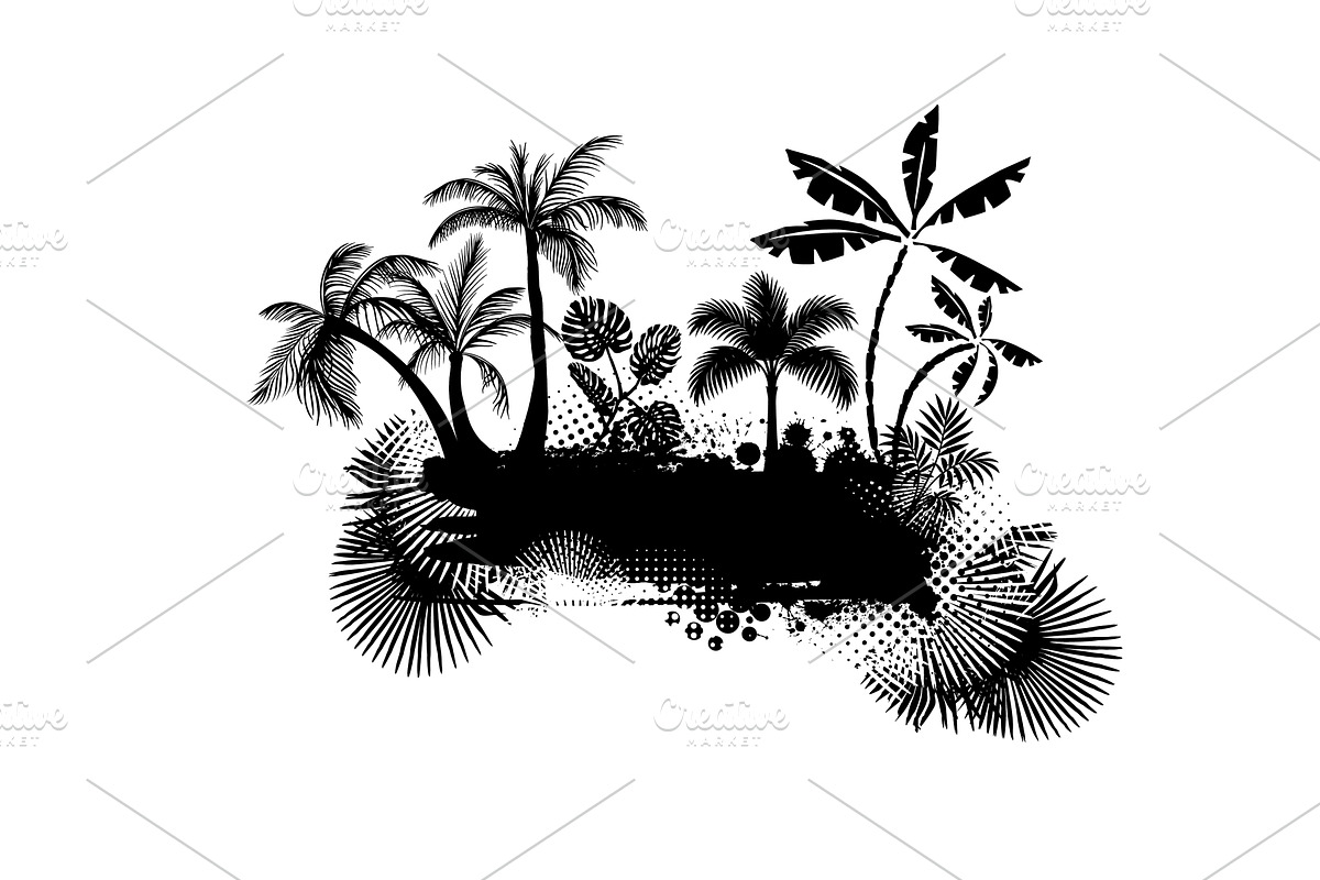 Abstract palm tree silhouette, an Illustration by Nenahliadava Design